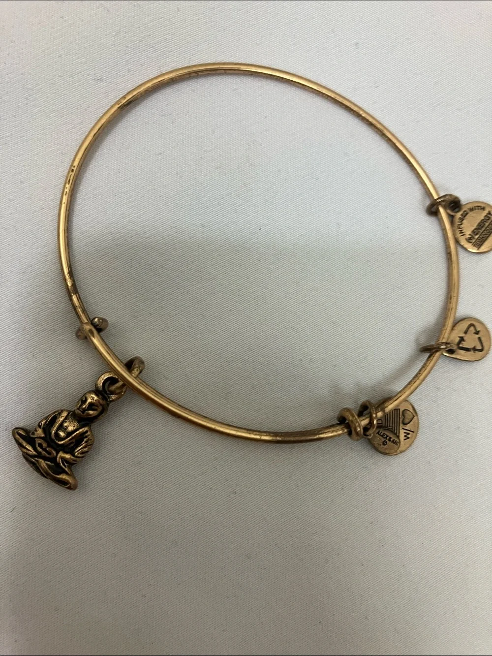 Alex and Ani Gold Tone Buddha Charm Expandable Bangle Bracelet
